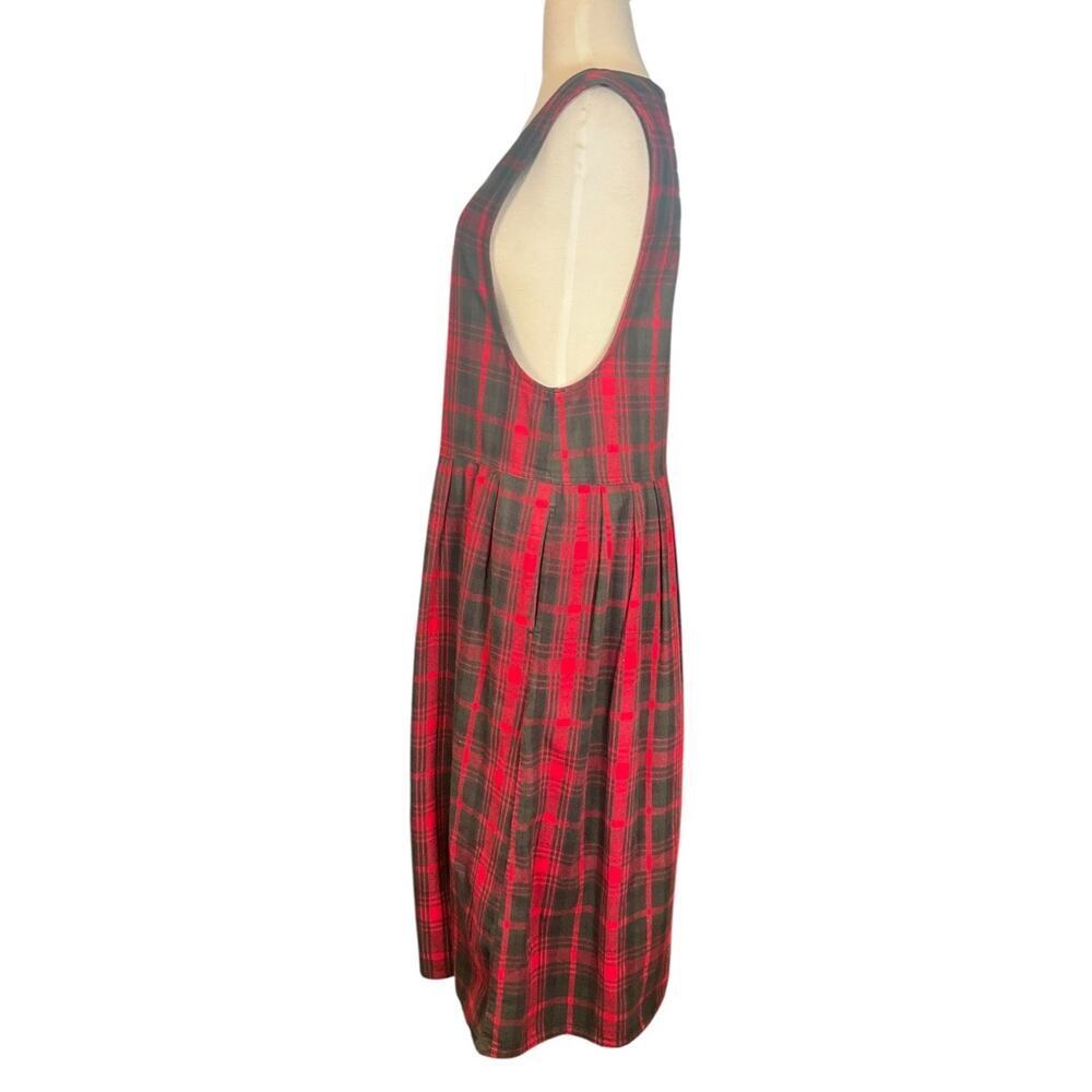 Vintage Woolrich Red Plaid Jumper Dress Sleeveless Buttons cottagecore Cotton L - Picture 3 of 12